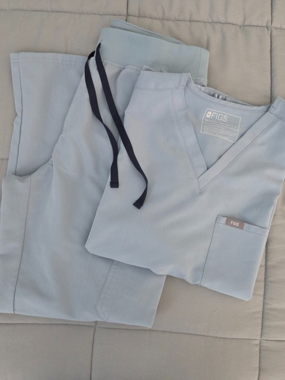 Figs Dusty Blue Scrub Set - Large Petite